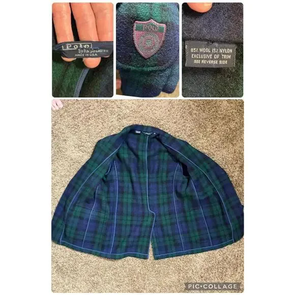 Vintage 1980's Plaid Wool Blazer from POLO by Ralph Lauren size M-L Tartan